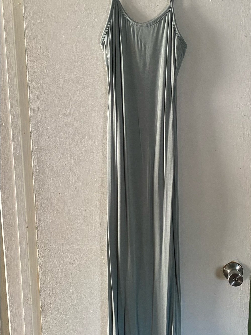 Scoop Neck Maxi Slip Dress in Sage Green